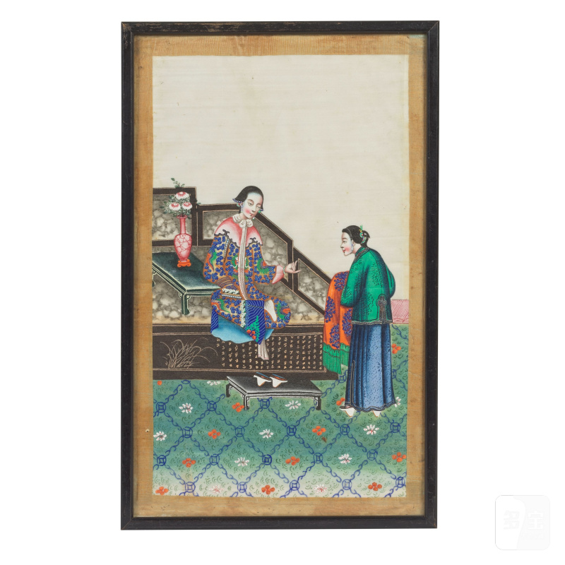 中國畫家 十九世紀 室内人物一組十二幅 水粉紙本 鏡框 | CHINESE ARTIST (19TH CENTURY) - 图9